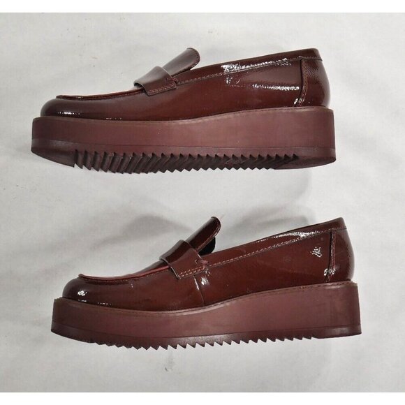 Franco Sarto Mahogany Brown L-Harper Loafers Vegan Platform Shoes Women\'s US 8 M